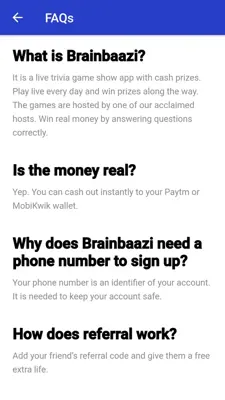 Live Trivia Quiz Show to Win Cash - BrainBaazi android App screenshot 5